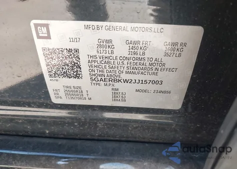 2018 Buick Enclave Essence from USA, damaged, VIN 5GAERBKW2JJ157003